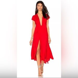 Elegant Red High-Low Wrap Dress from Revolve